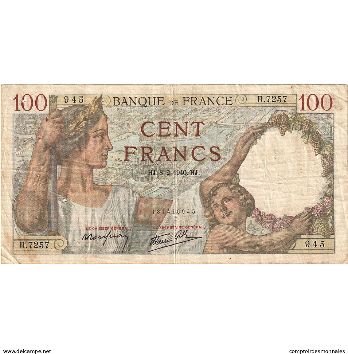 France, 100 Francs, Sully, 1940, R.7257, TB+, Fayette:26.22, KM:94 - 100 F 1939-1942 ''Sully''