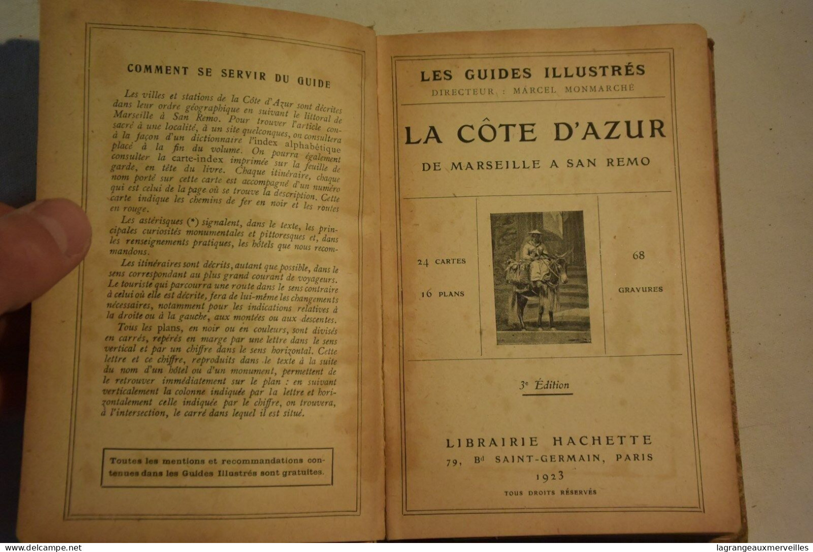 C36 Livre La Côte D'Azur Guide Hachette De Marseille à San Remo 1923 - Provence - Alpes-du-Sud