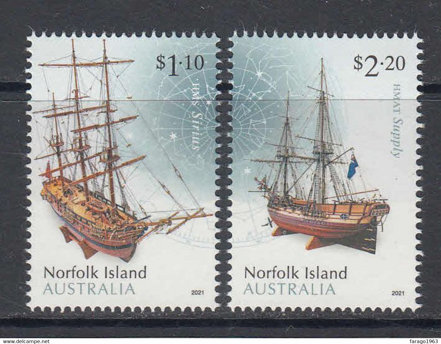 2021 Norfolk Island Museum Ships Maritime Models  Complete Set Of 2 MNH @ BELOW FACE VALUE - Norfolk Island