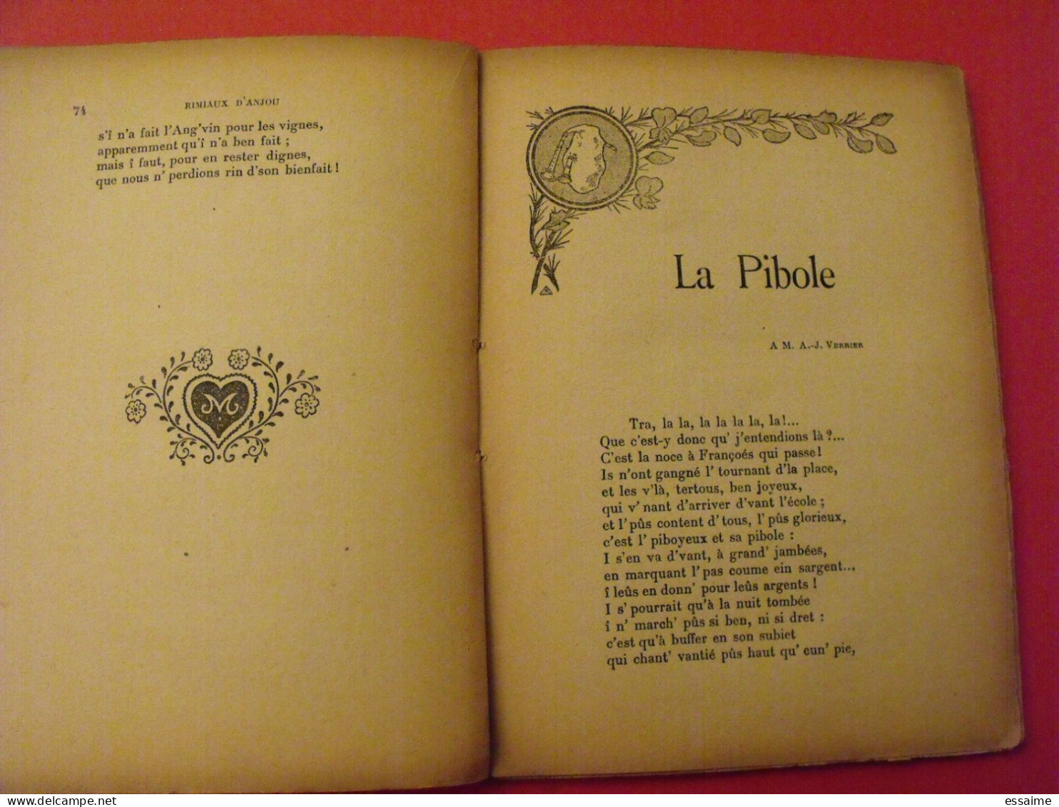 Rimiaux d'Anjou. Marc Leclerc. illustrés par l'auteur. 1923. + glossaire des termes de Patois employés