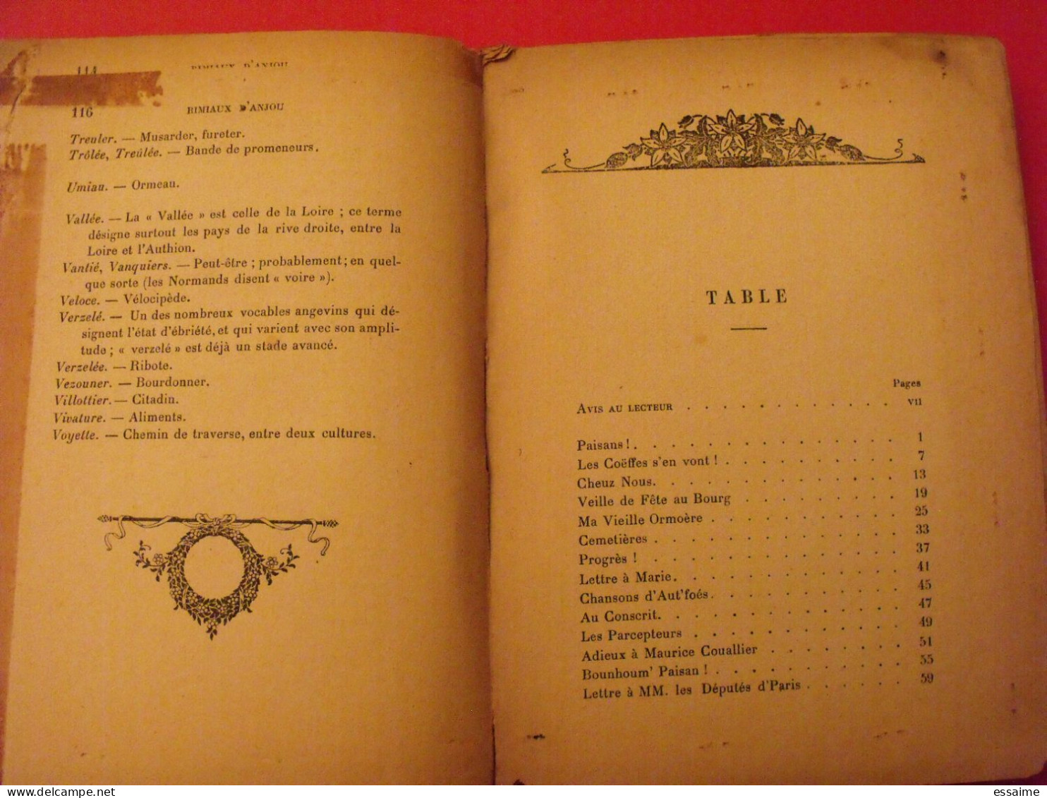 Rimiaux d'Anjou. Marc Leclerc. illustrés par l'auteur. 1923. + glossaire des termes de Patois employés