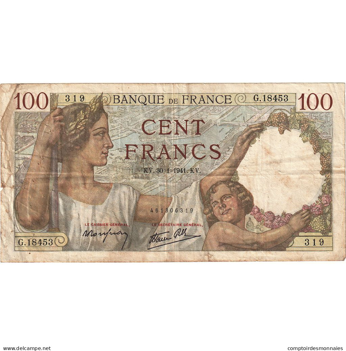 France, 100 Francs, Sully, 1941, G.18453, TB, Fayette:26.45, KM:94 - 100 F 1939-1942 ''Sully''