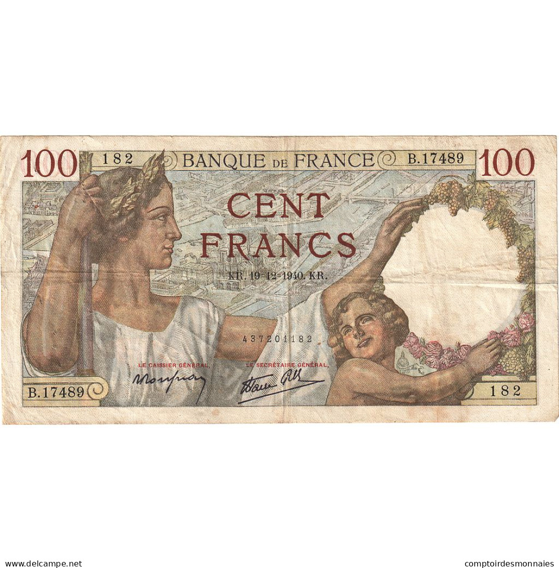 France, 100 Francs, Sully, 1940, B.17489, TB+, Fayette:26.43, KM:94 - 100 F 1939-1942 ''Sully''