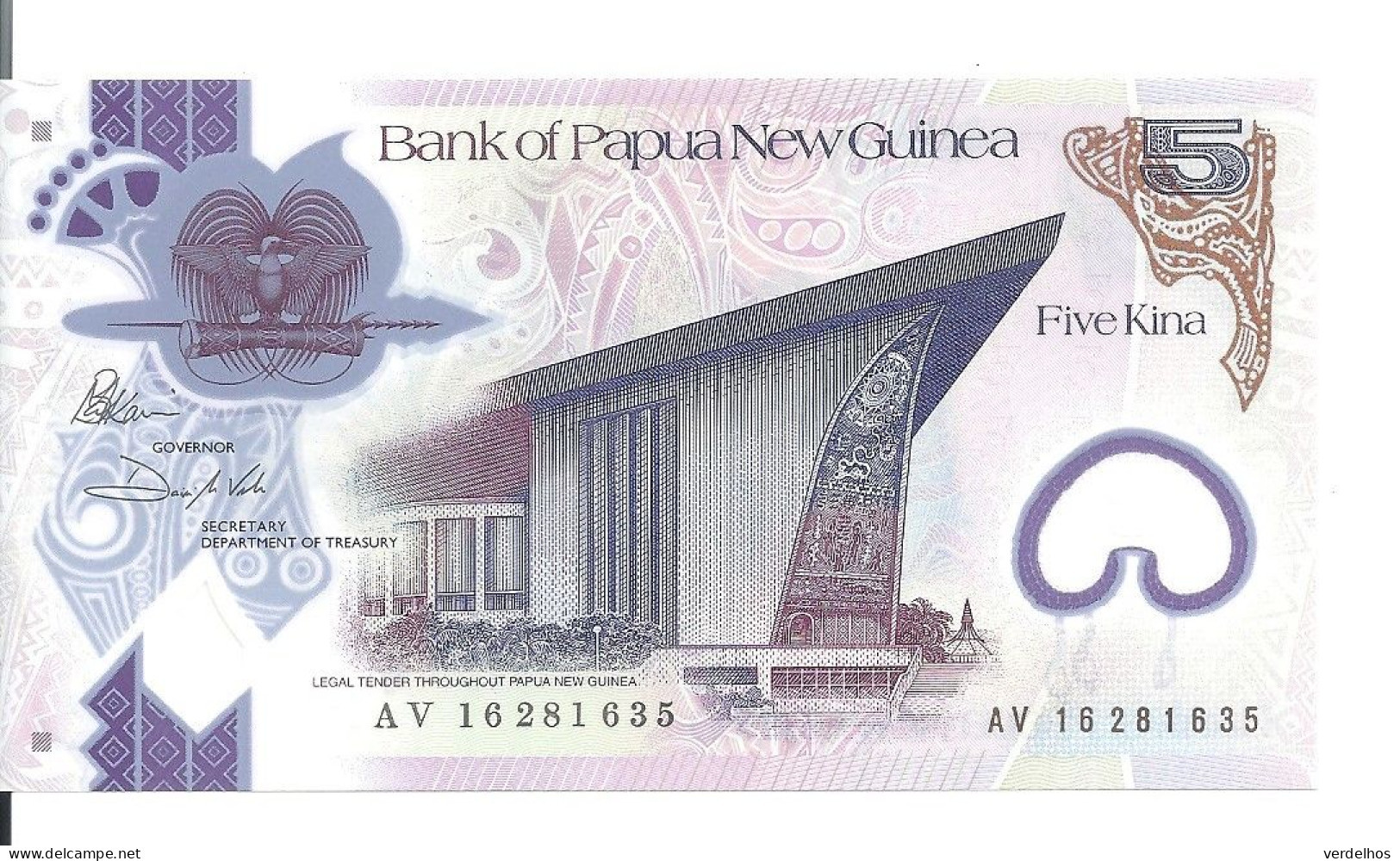 PAPOUASIE NEW GUINEA 5 KINA 2016 UNC P 51 A - Papouasie-Nouvelle-Guinée