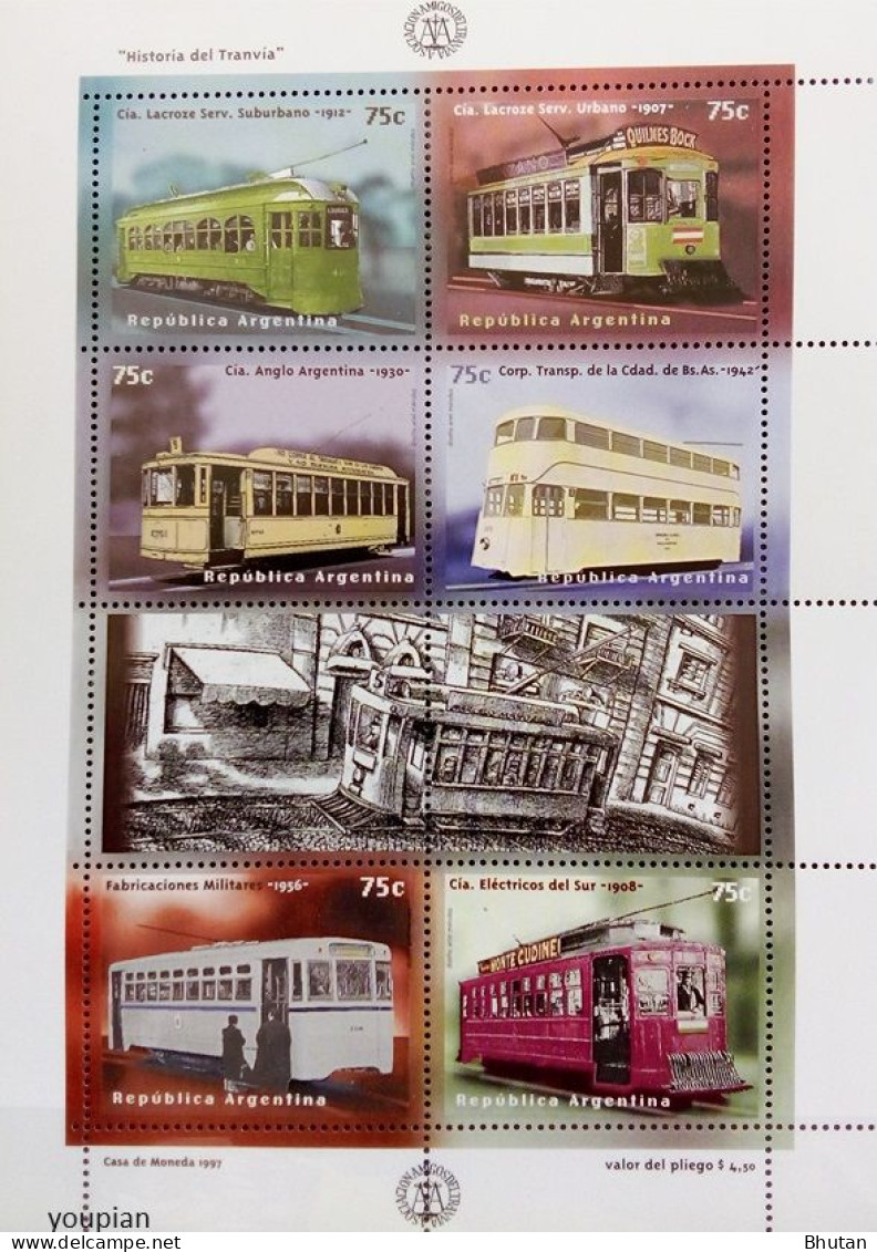 Argentina 1997, History Of Tram, MNH S/S - Unused Stamps