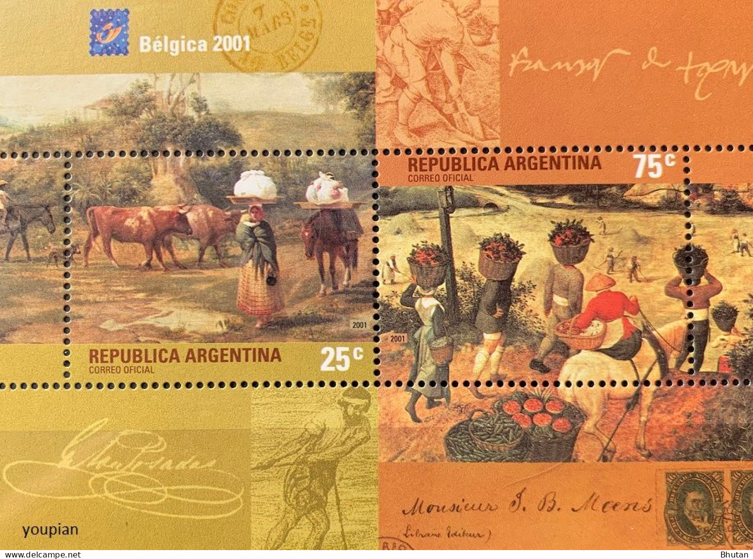 Argentina 2001, International Stamps Exhibition BELGICA 2001, MNH S/S - Unused Stamps