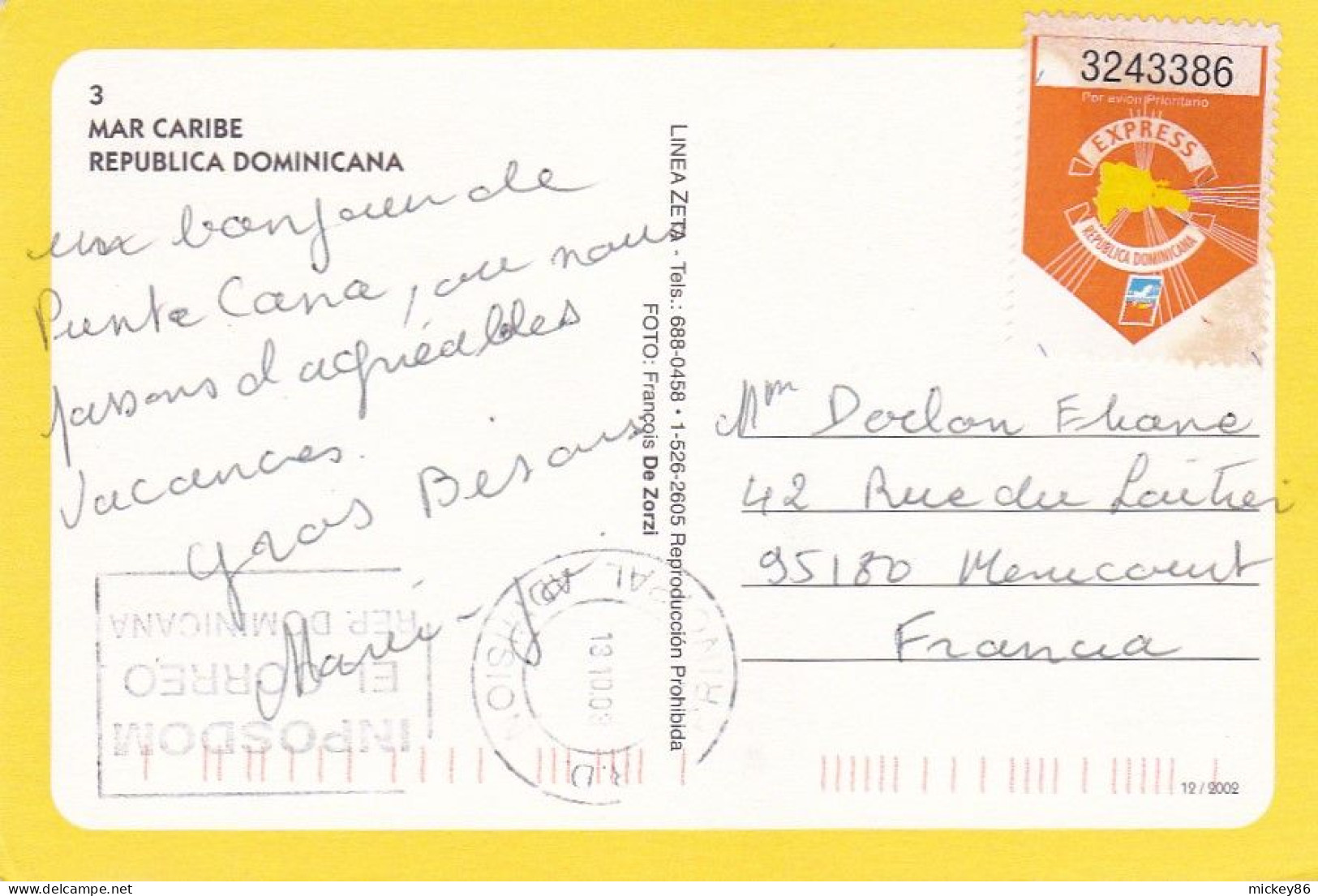 République Dominicaine ---2003 -- Mar Caribe ...timbre - Repubblica Dominicana