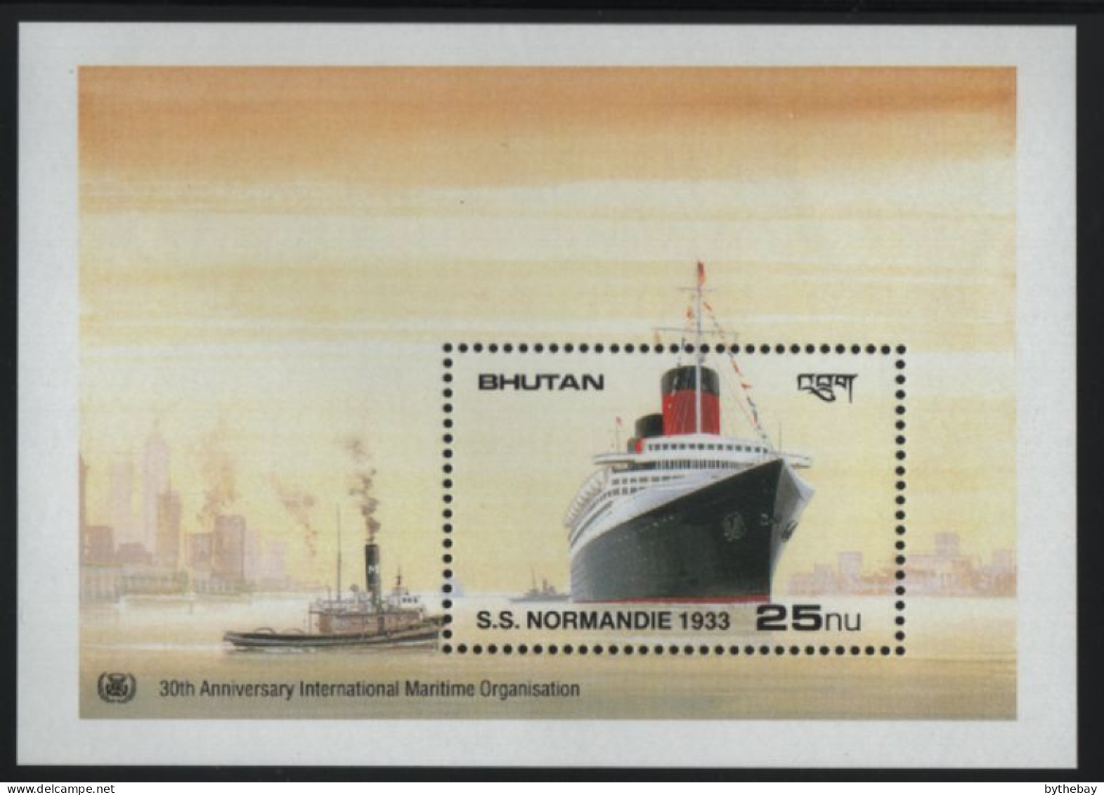 Bhutan 1989 MNH Sc 754 25nu S.S. Normandie Sheet - Bhoutan