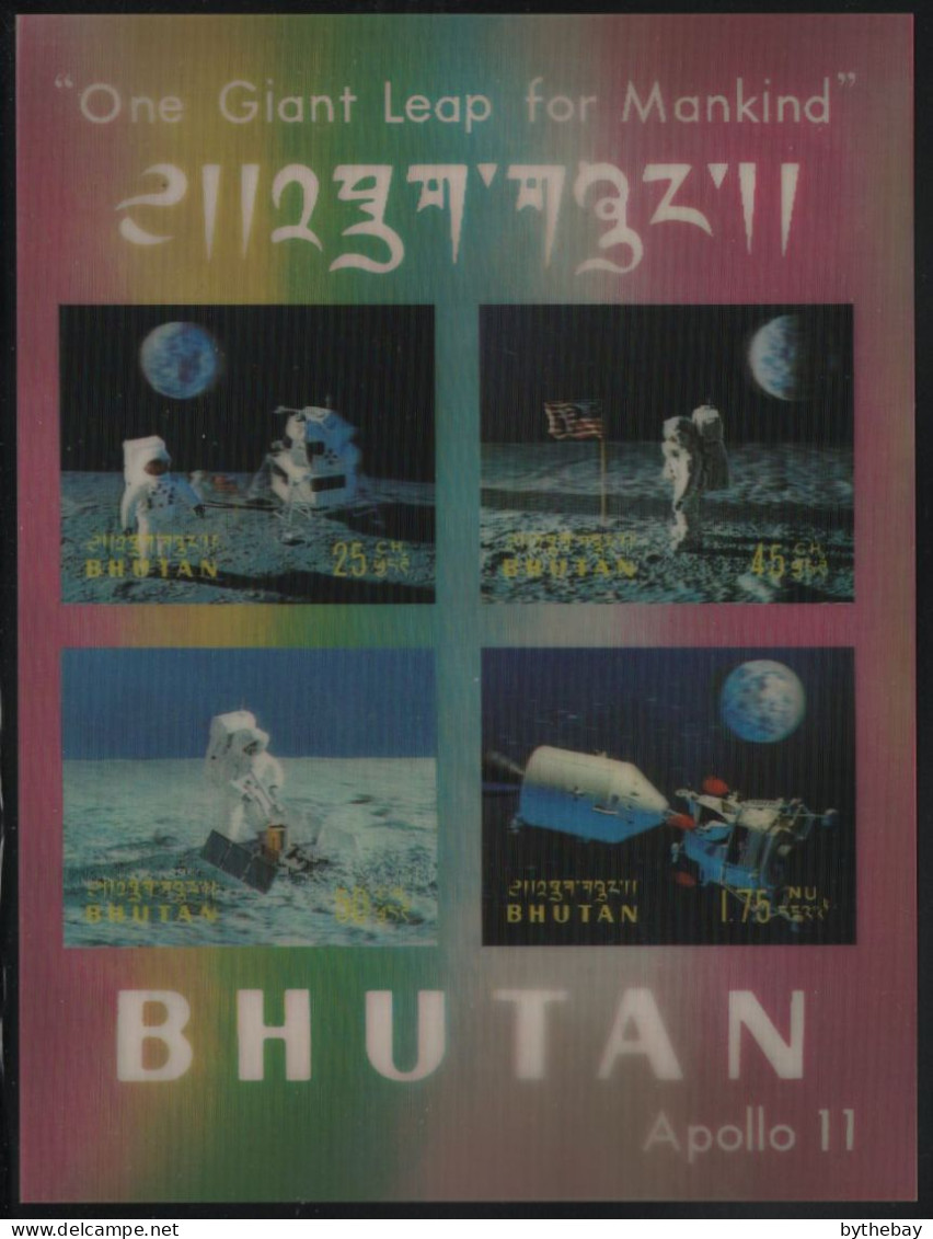 Bhutan 1969 MNH Sc 108n 25ch, 45ch, 50ch, 1.75nu Apollo 11 Sheet Of 4 - Bhoutan