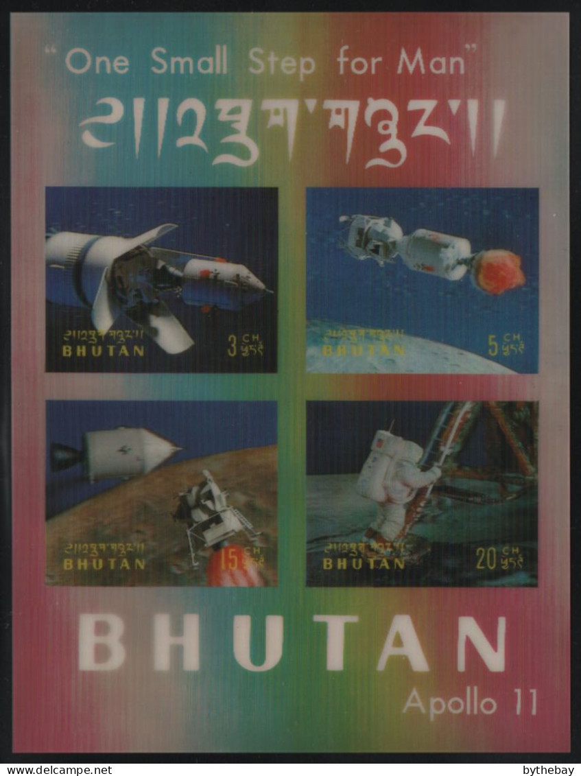 Bhutan 1969 MNH Sc 108m 3ch, 5ch, 15ch, 20ch Apollo 11 Sheet Of 4 - Bhoutan