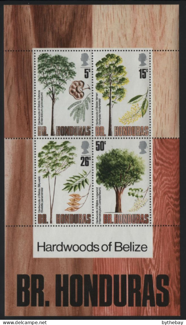 British Honduras 1971 MNH Sc 286a Hardwood Trees Of Belize Sheet Of 4 - Honduras Britannique (...-1970)