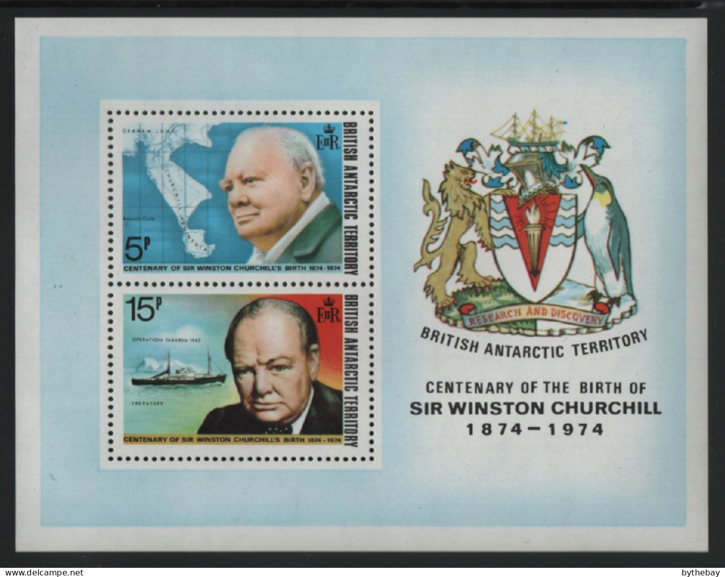 British Antarctic Territory 1974 MNH Sc 63a Churchill Sheet Of 2 - Neufs