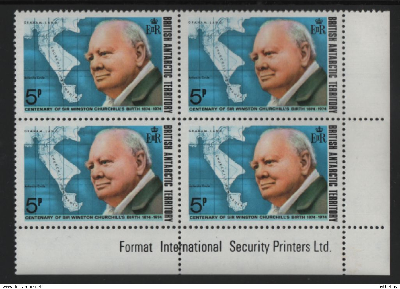 British Antarctic Territory 1974 MNH Sc 62 5p Churchill LR Corner Block - Ongebruikt