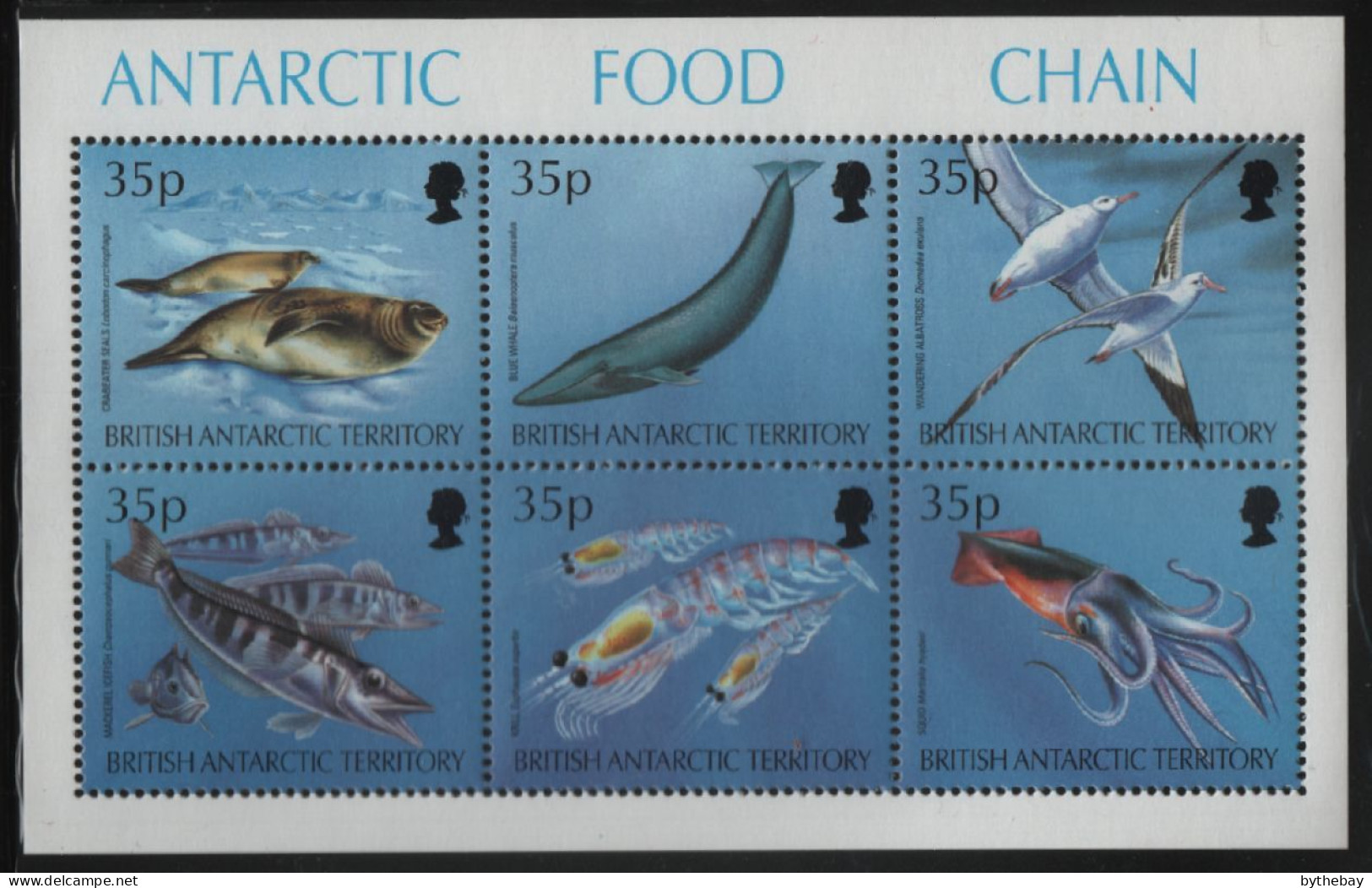 British Antarctic Territory 1994 MNH Sc 230 35p Antarctic Food Chain Sheet Of 6 - Unused Stamps