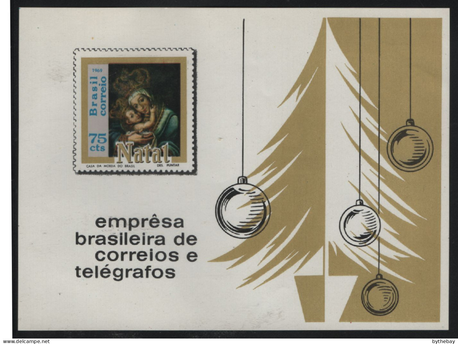 Brazil 1969 MH Sc 1147 75c Madonna And Child Villa Velha Monastery Sheet Imperf - Unused Stamps
