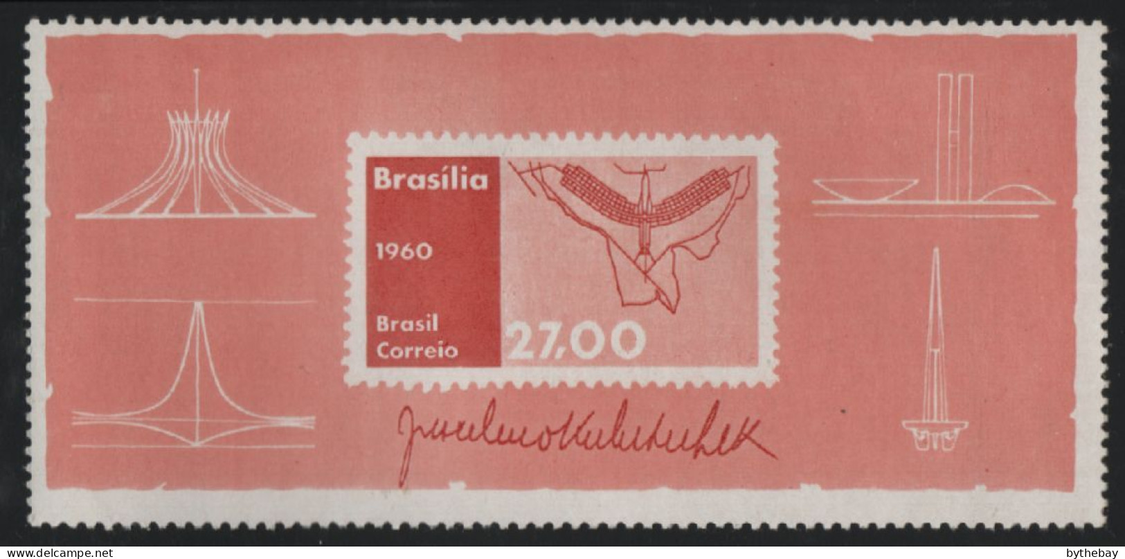 Brazil 1960 MNH Sc 908 27cr Plan Of Brasilia - Unused Stamps