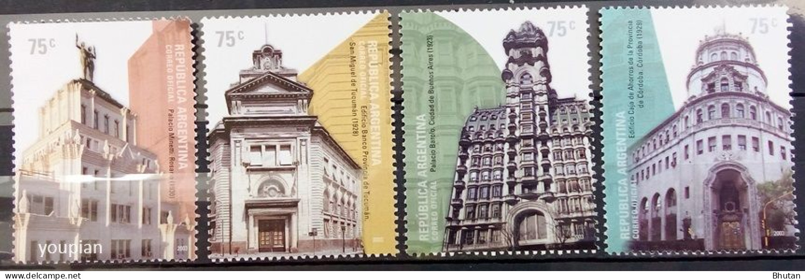 Argentina 2003, Architecture Of The 20th Century, MNH Stamps Set - Unused Stamps