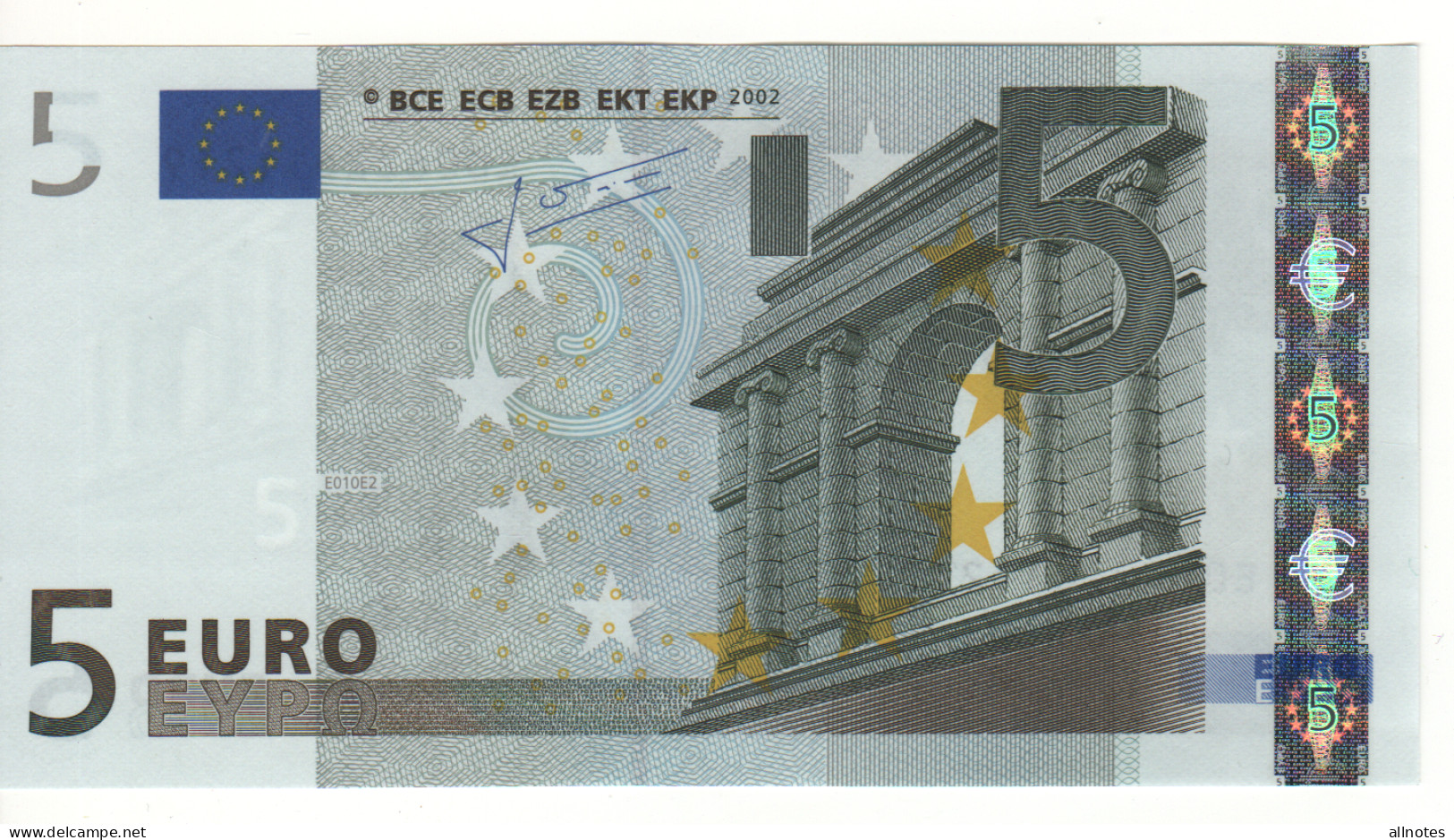 5 EURO  "E"   SLOVAKIA    Firma Trichet   E 010 E2    /  FDS - UNC - 5 Euro
