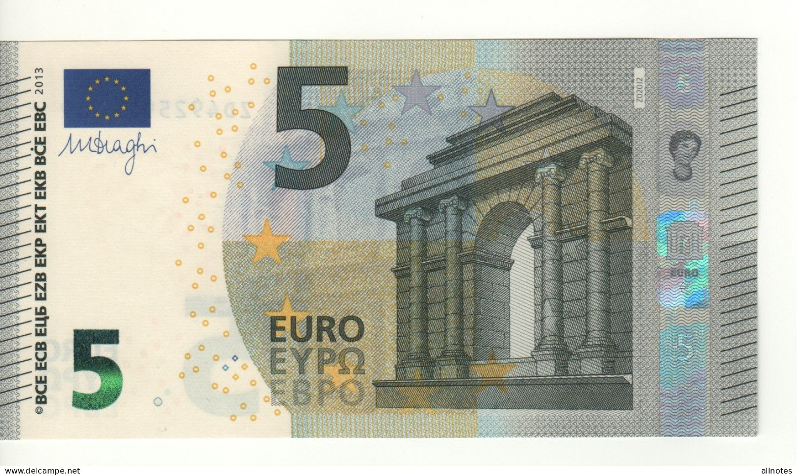 5 EURO  "Belgio"   DRAGHI    Z 020 J2   ZD4925929009   /  FDS - UNC - 5 Euro