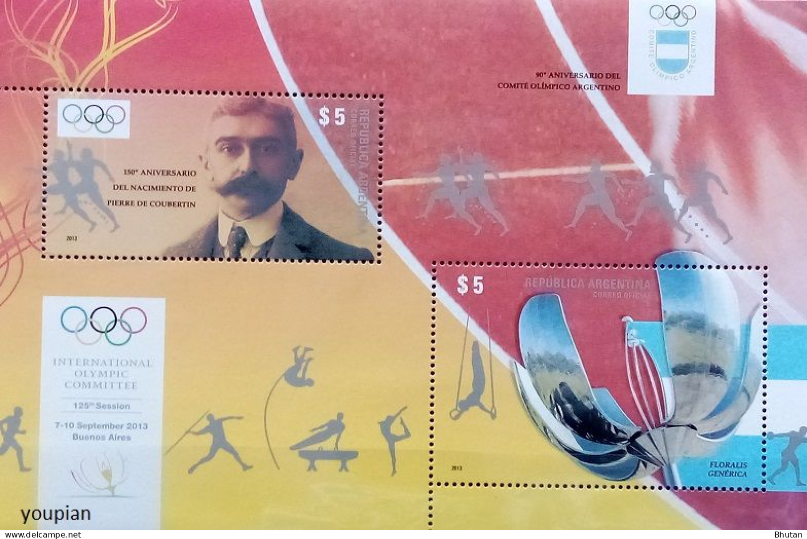 Argentina 2013, International Olympic Commitee, MNH S/S - Unused Stamps