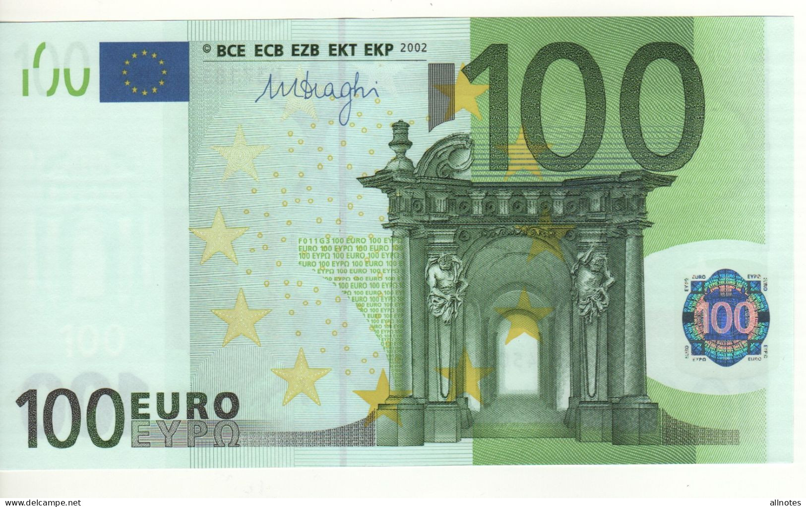 100 EURO  "N"   Austria  Firma  DRAGHI     F 011 G3  /   FDS - UNC - 100 Euro