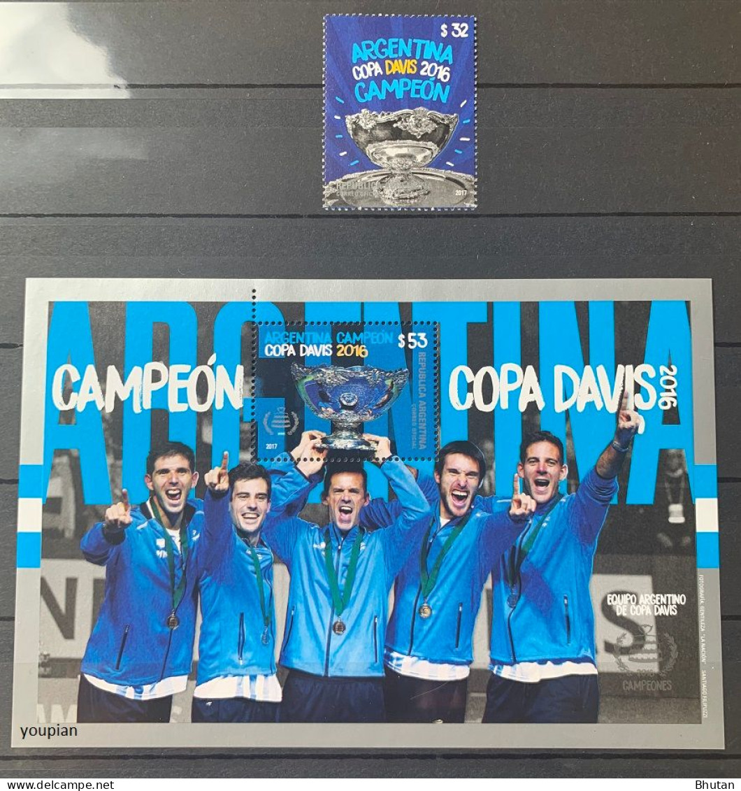 Argentina 2017, Davis Cup Winner, MNH S/S And Single Stamp - Nuevos