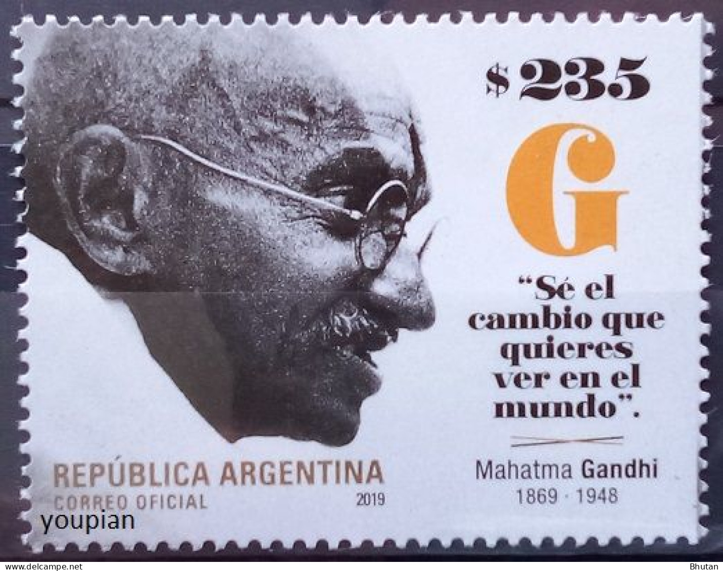 Argentina 2019, 150th Anniversary Of The Birth Of Mahatma Gandhi, MNH Single Stamp - Neufs