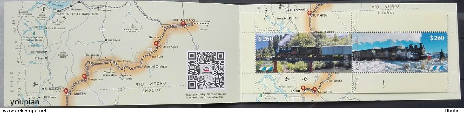 Argentina 2022, Trains, MNH S/S - Booklet - Unused Stamps