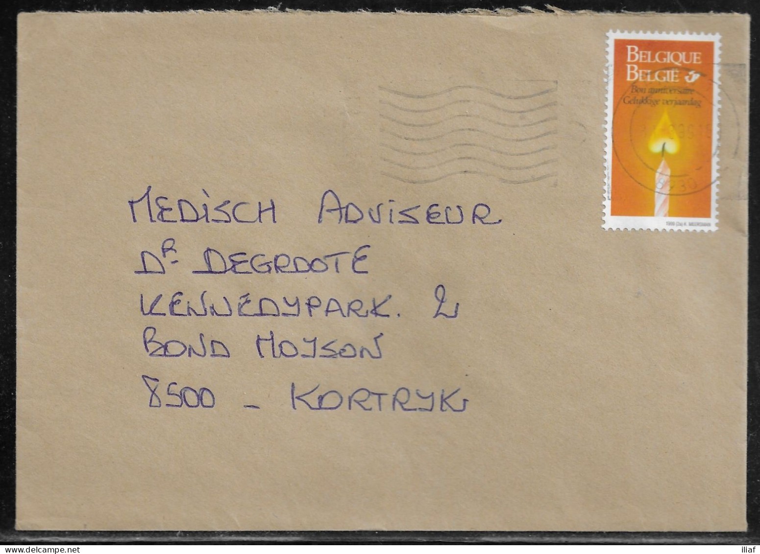 Belgium. Stamps Mi. 2848 On Letter Sent From Menen On 31.03.1999 For Kortrijk - Cartas & Documentos