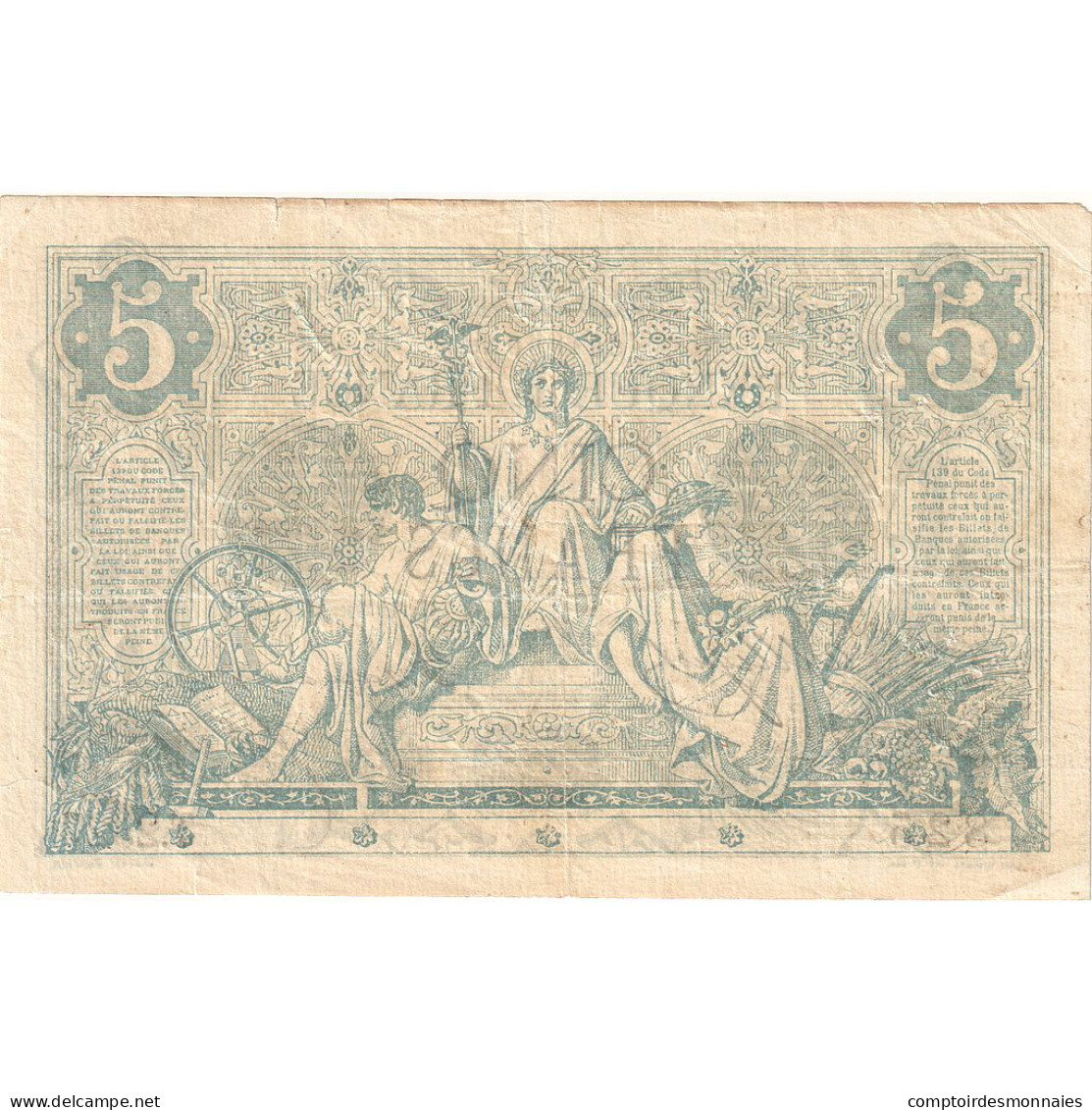 France, 5 Francs, Noir, 1873, T.2327, TTB, Fayette:01.17, KM:60 - ...-1889 Circulated During XIXth