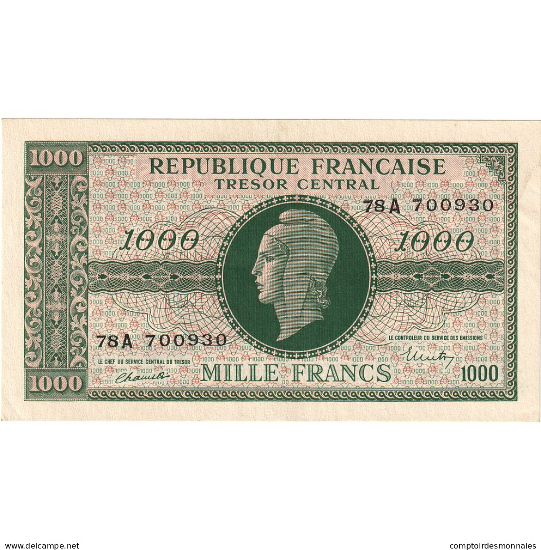 France, 1000 Francs, Marianne, 1945, 78A, NEUF, Fayette:VF 12.1, KM:107 - 1943-1945 Marianna