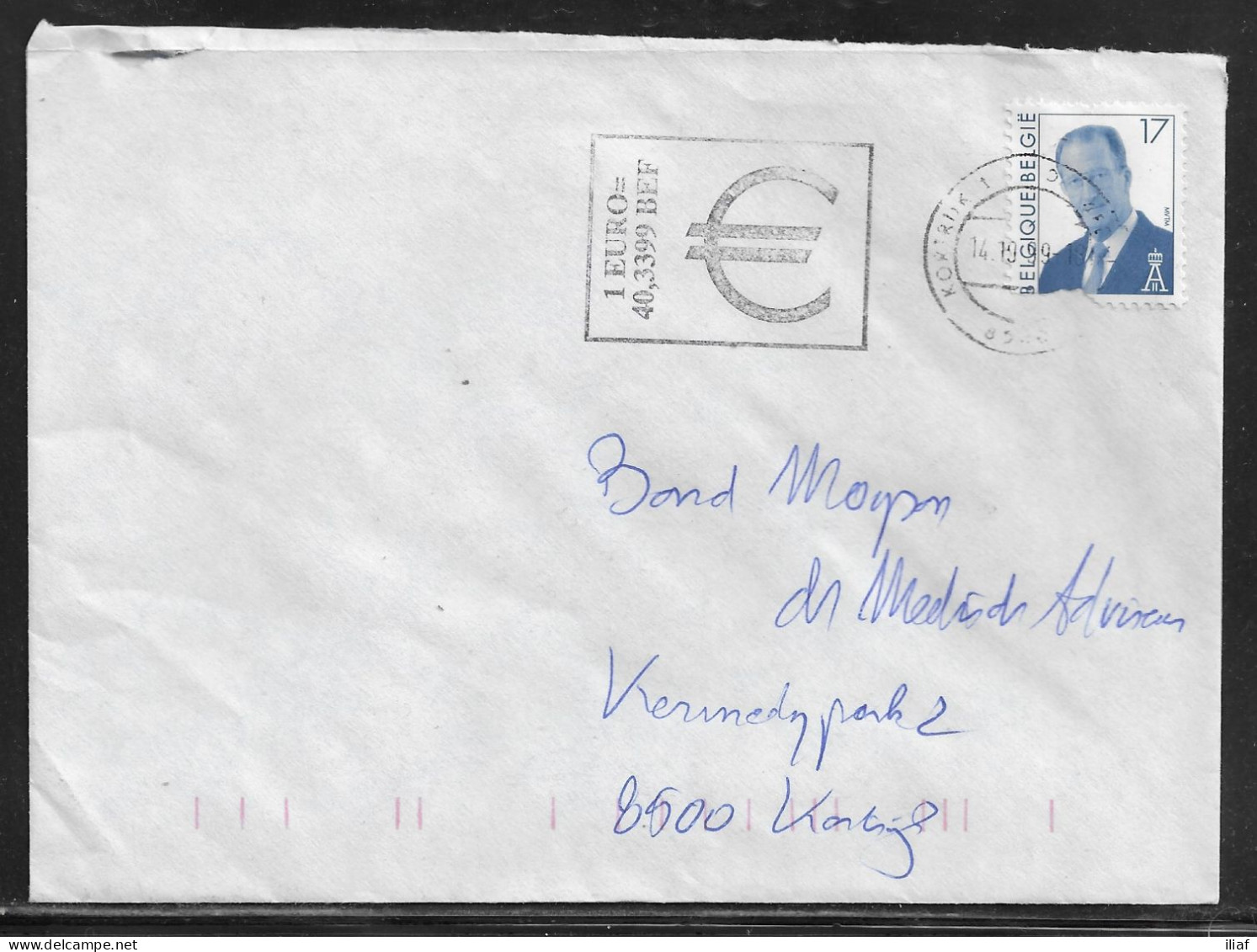 Belgium. Stamp Mi. 2732 On Letter Sent From Kortrijk On 14.10.1999 For Kortrijk - Cartas & Documentos