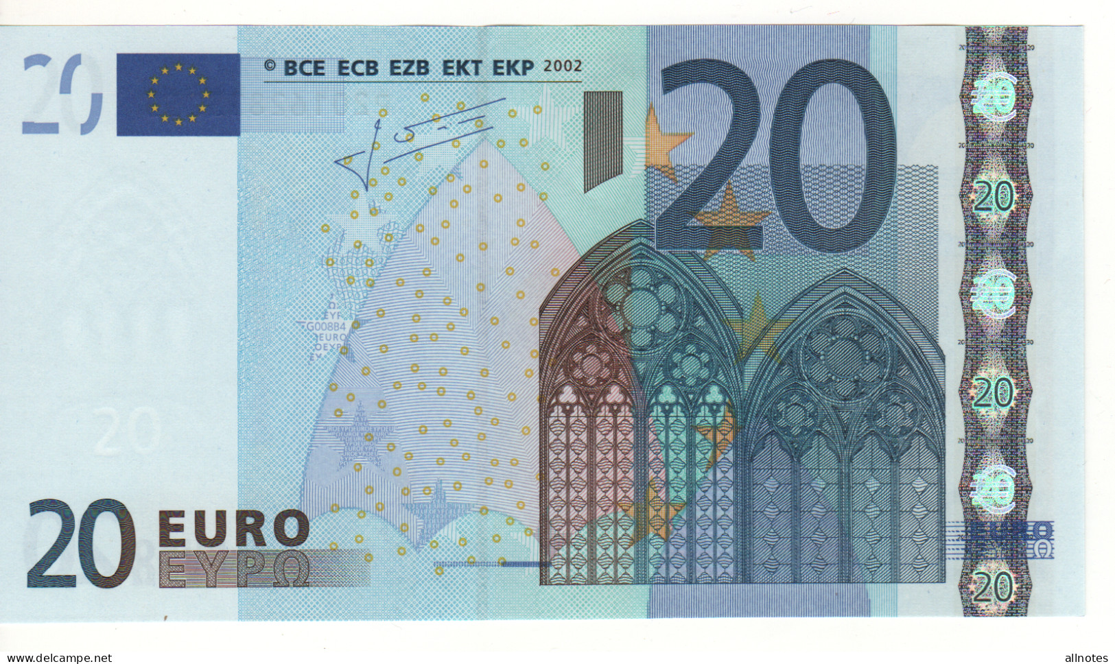 20 EURO  "P" OLANDA  Firma Trichet   G 008 B4   /  FDS - UNC - 20 Euro