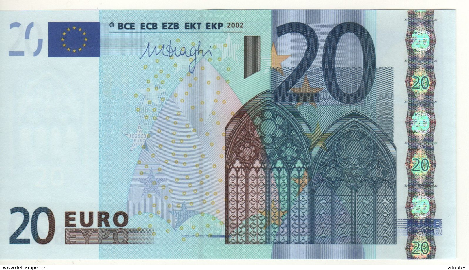 20 EURO  "S"  ITALIA    Firma  DRAGHI       J 029 C3   /  FDS - UNC - 20 Euro