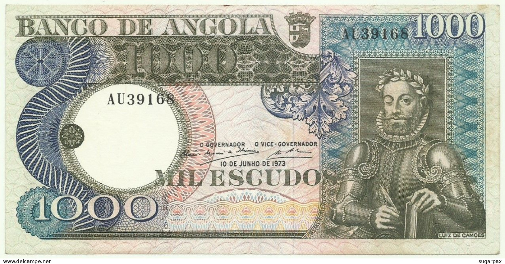 Angola - 1000 Escudos - 10.6.1973 - Pick: 108 - Serie AU - Luiz De Camões - PORTUGAL - 1.000 - Angola