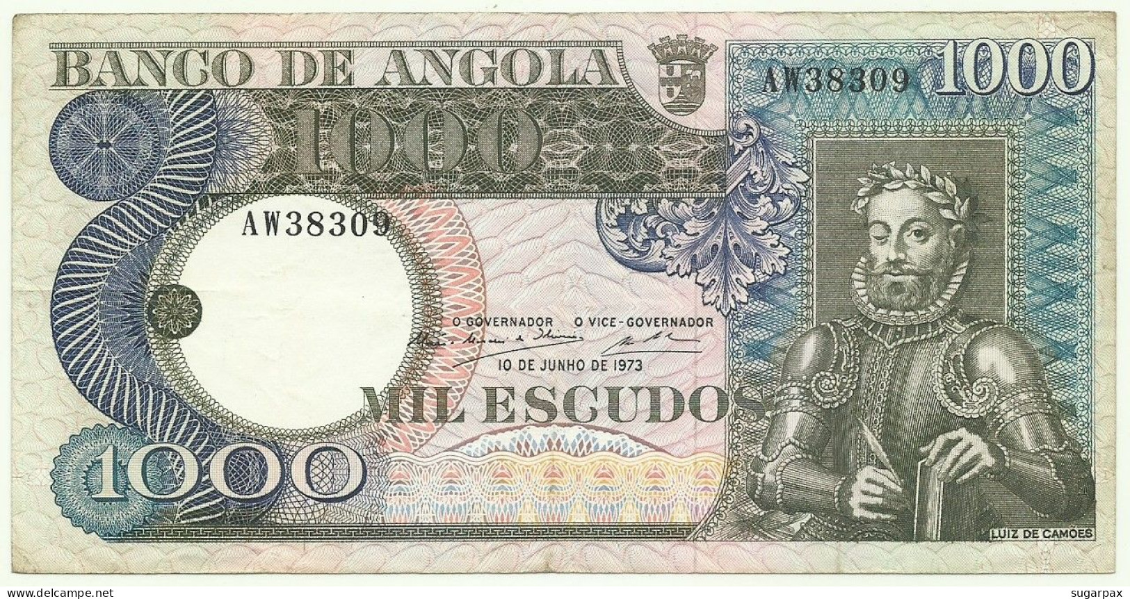 Angola - 1000 Escudos - 10.6.1973 - Pick: 108 - Serie AW - Luiz De Camões - PORTUGAL - 1.000 - Angola