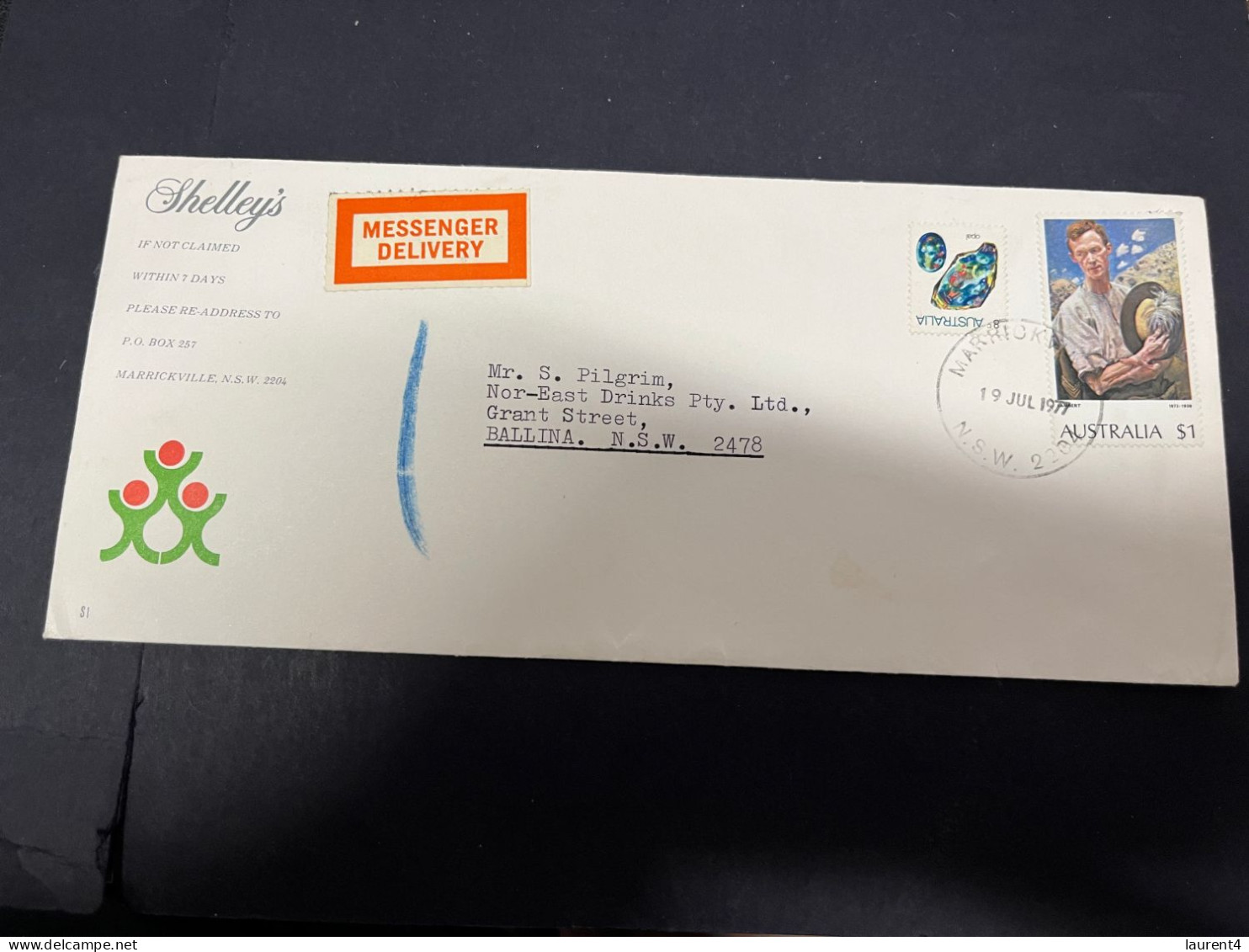 4-2-2024 (3 X 19) Australia - 1977 - Messenger Delivery Label Cover - Briefe U. Dokumente