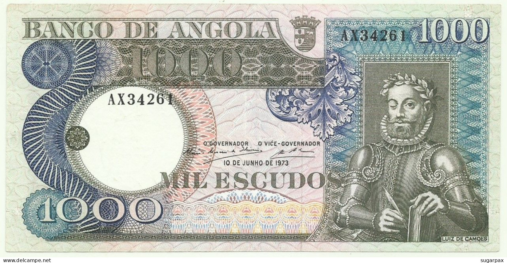 Angola - 1000 Escudos - 10.6.1973 - Pick: 108 - Serie AX - Luiz De Camões - PORTUGAL - 1.000 - Angola