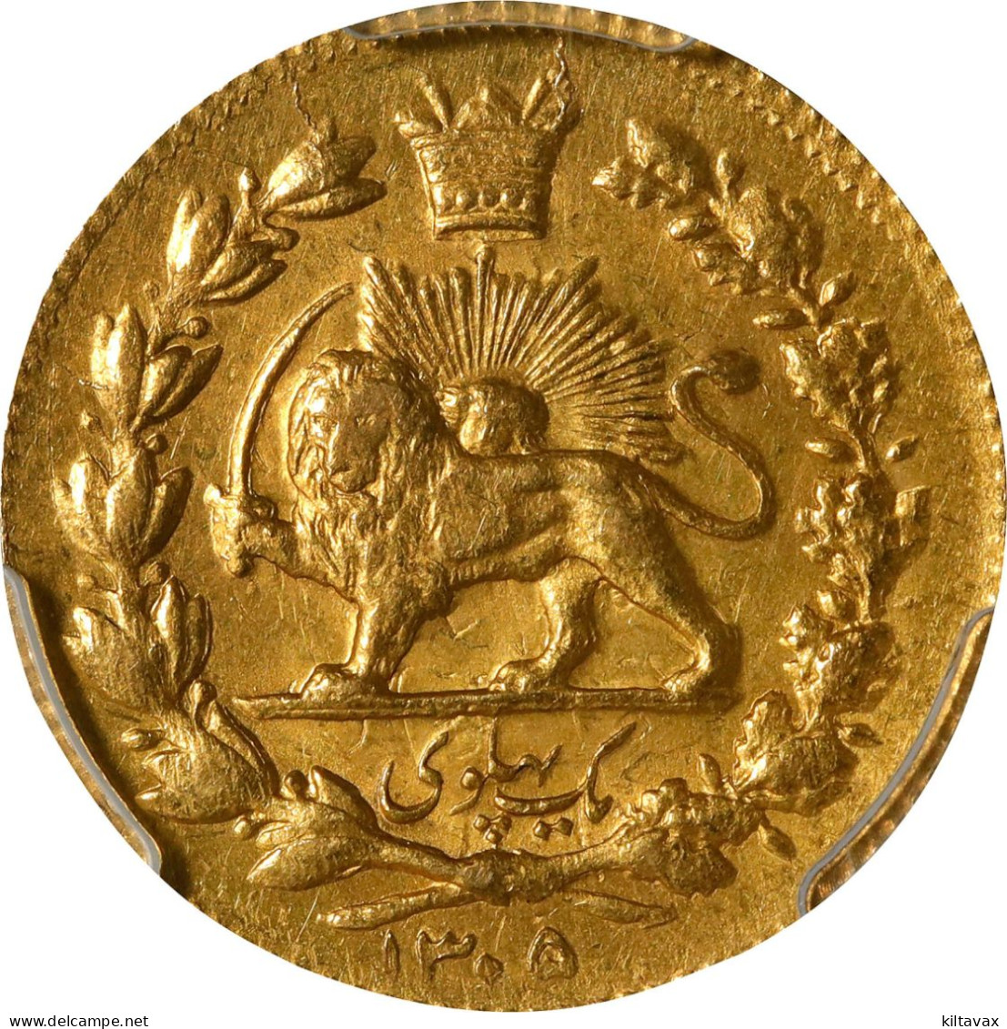 Iran Persia Reza Shah Pahlavi Gold Coin Lion PCGS MS-63 1926 (SH1305) KM-1111 - Irán