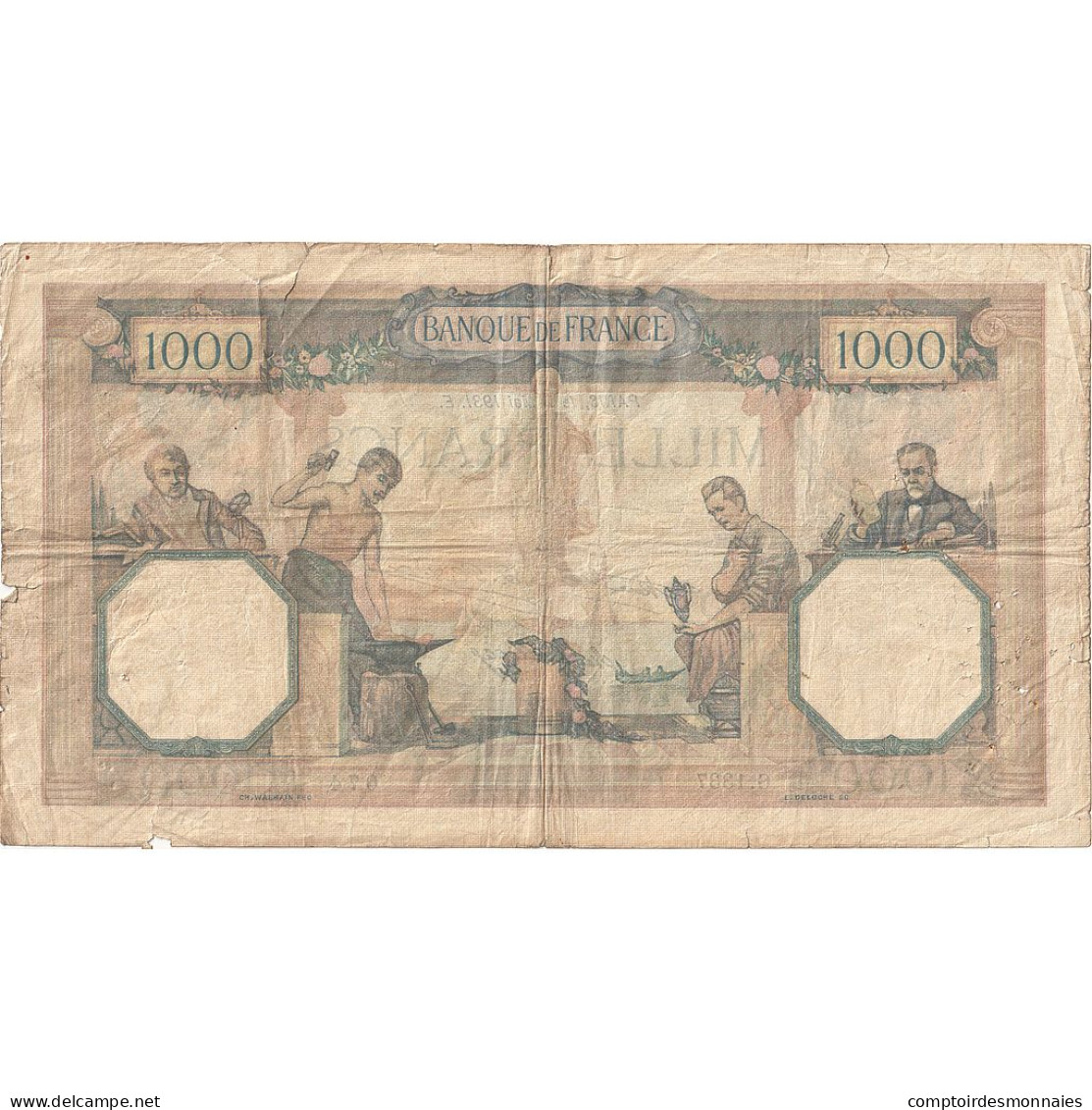 France, 1000 Francs, Cérès Et Mercure, 1931, G.1337, B+, Fayette:37.06, KM:79b - 1 000 F 1927-1940 ''Cérès E Mercure''