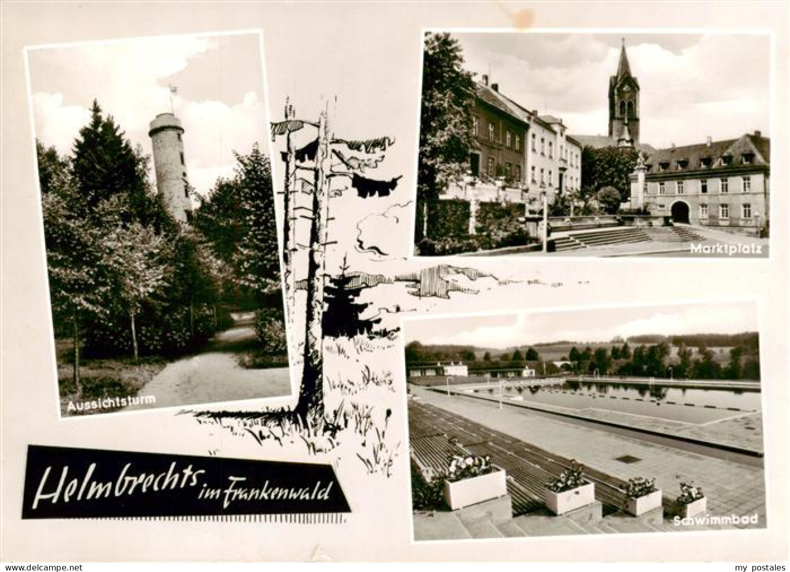 73915264 Helmbrechts Oberfranken Aussichtsturm Marktplatz Schwimmbad - Helmbrechts