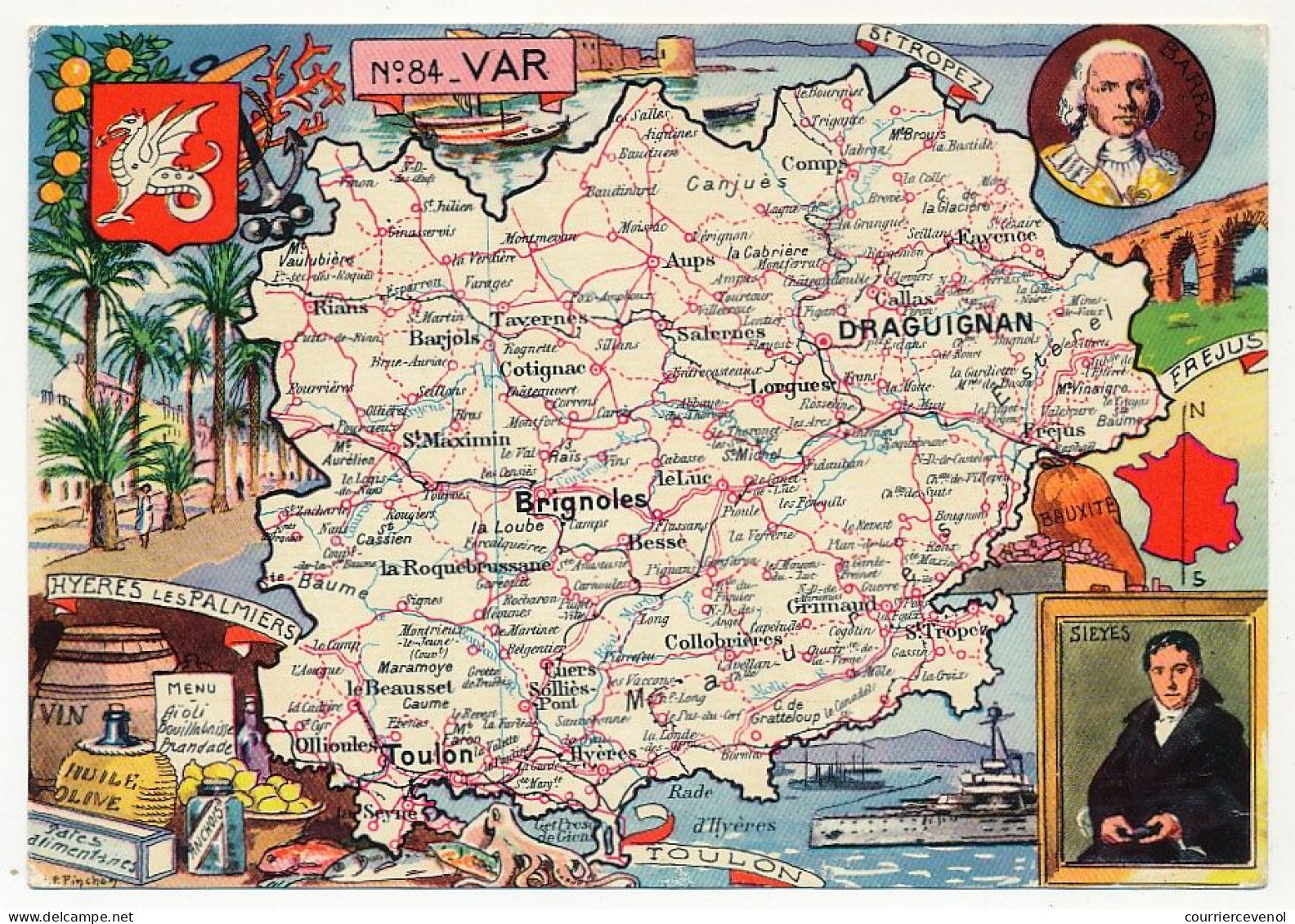 CPSM - VAR - Carte Du Département Du VAR - Blondel La Rougery édit. - 1945 - Autres & Non Classés