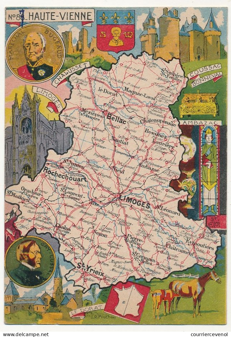 CPSM - HAUTE-VIENNE  - Carte Du Département De Haute-Vienne - Blondel La Rougery édit. - 1945 - Autres & Non Classés