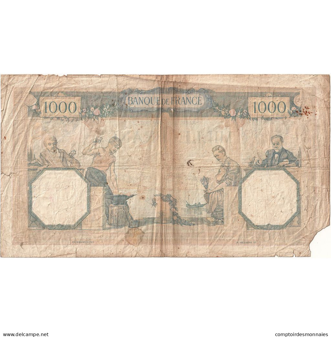 France, 1000 Francs, Cérès Et Mercure, 1936, T.2781, AB, Fayette:37.10, KM:79c - 1 000 F 1927-1940 ''Cérès Et Mercure''