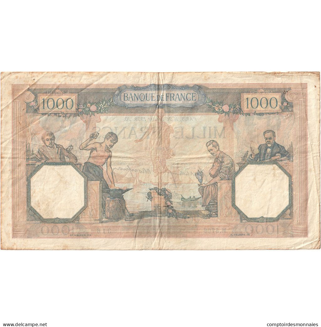 France, 1000 Francs, Cérès Et Mercure, 1939, M.5706, TTB, Fayette:38.33 - 1 000 F 1927-1940 ''Cérès Et Mercure''