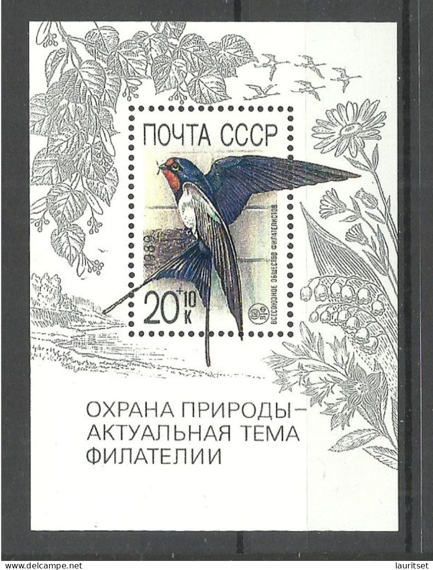 RUSSLAND RUSSIA 1990 Michel 211 MNH Naturschutz Rauchschwalbe Bird - Schwalben