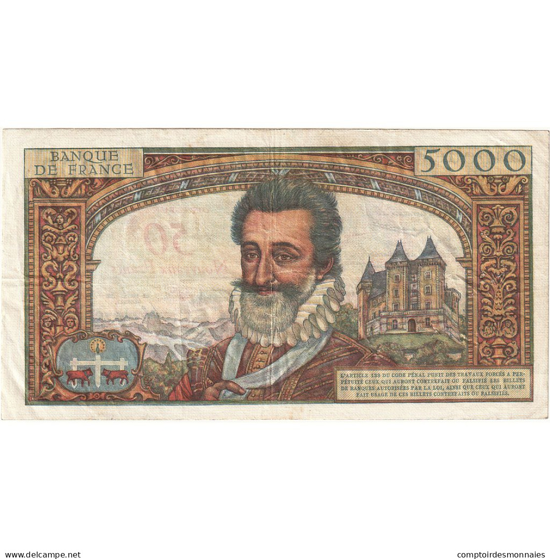 France, 50 Nouveaux Francs On 5000 Francs, Henri IV, 1959, C.100, TTB - 1955-1959 Opdruk ''Nouveaux Francs''