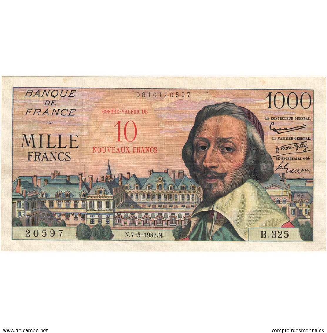 France, 10 Nouveaux Francs On 1000 Francs, 1955-1959 Overprinted With ''Nouveaux - 1955-1959 Sovraccarichi In Nuovi Franchi