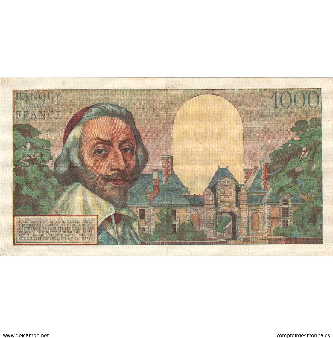 France, 10 Nouveaux Francs On 1000 Francs, 1955-1959 Overprinted With ''Nouveaux - 1955-1959 Sobrecargados (Nouveau Francs)