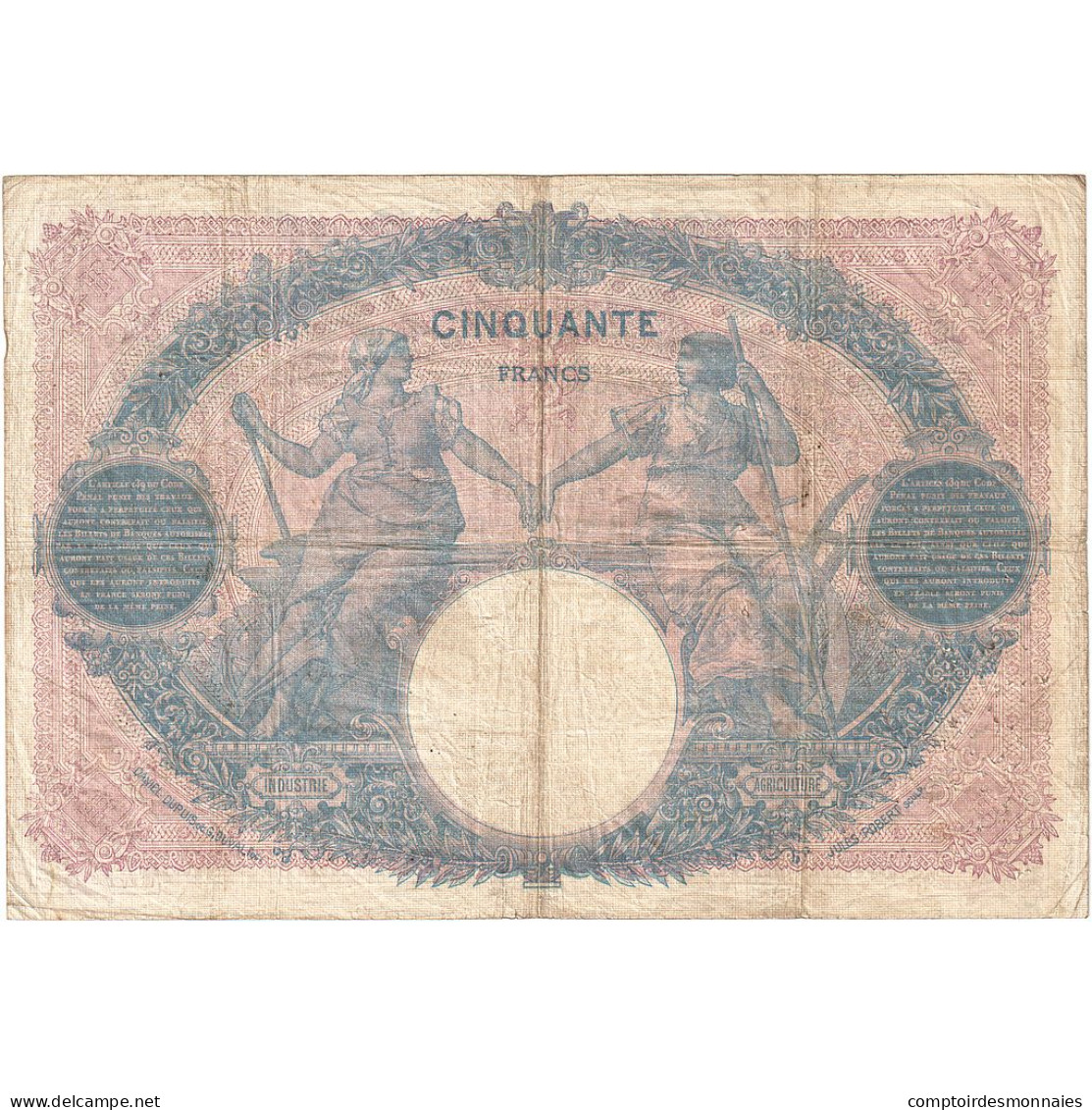 France, 50 Francs, Bleu Et Rose, 1914, A.5455, TTB, Fayette:14.27, KM:64e - 50 F 1889-1927 ''Bleu Et Rose''